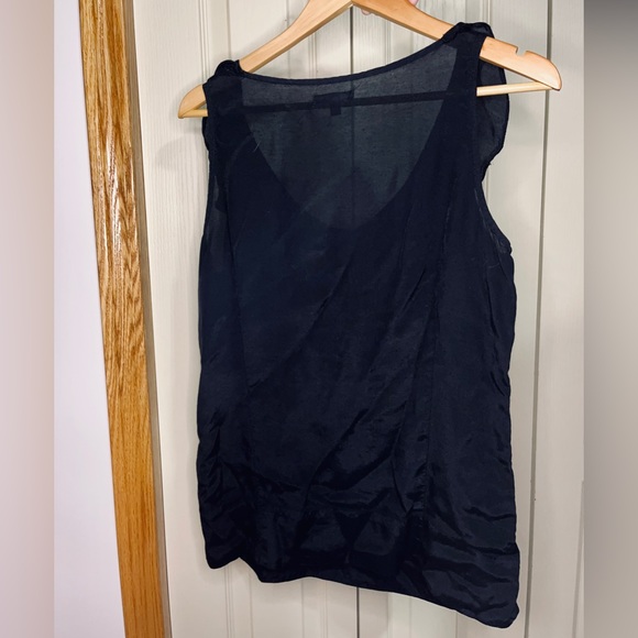 Gap Black Blouse Lightweight Ruffle Collar Pockets and String Detailing - Picture 2 of 5